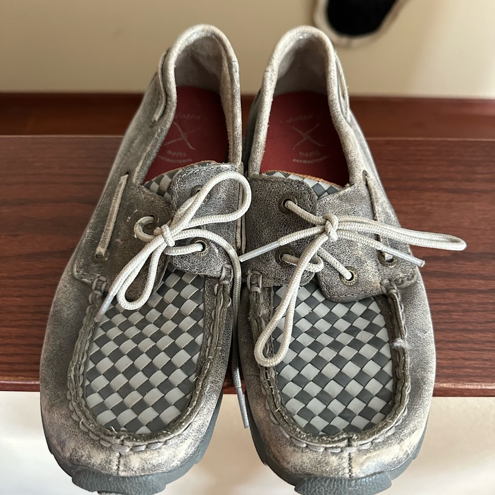 Twisted X  Silver Loafers with Checkered Detail
